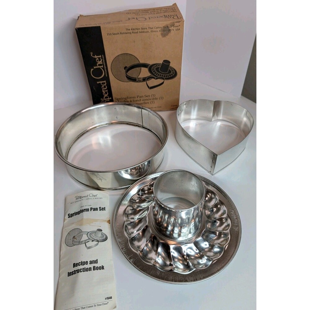 Pampered Chef Springform Pan Set 1540 Ring Tube Heart Insert Box Missing Base